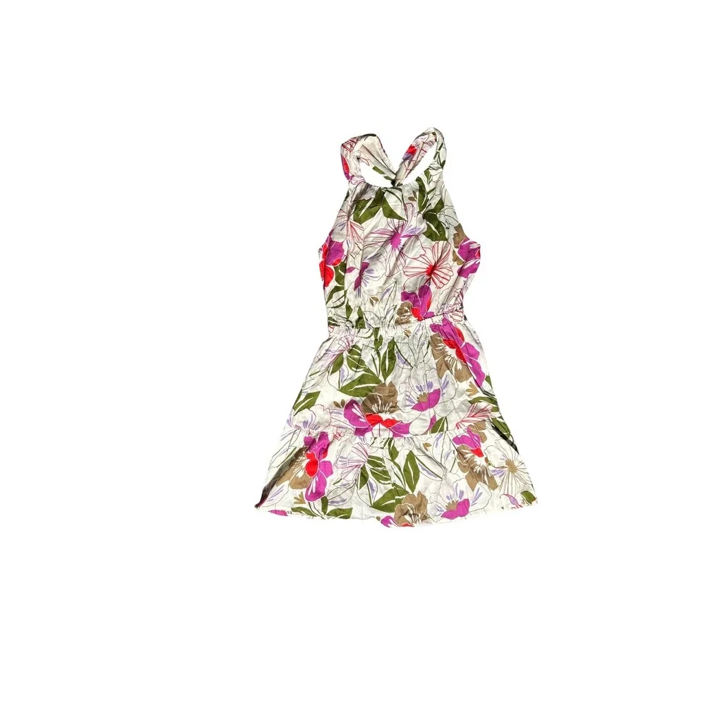 Gap Kids Girls Floral Halter Dress Pink Green White Cotton XS 429567-00-1